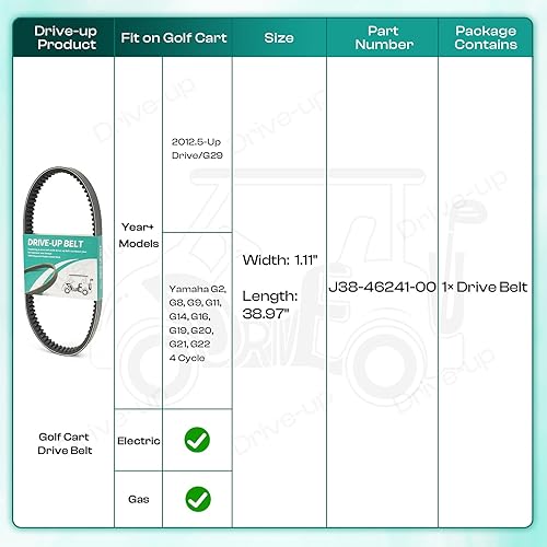 Miniatura 7 de Drive-up Correa de transmisión para carrito de golf para Yamaha G2 G8 G11 G14 G16 G20 G21 G22 G29 OEM # J38-46241-00