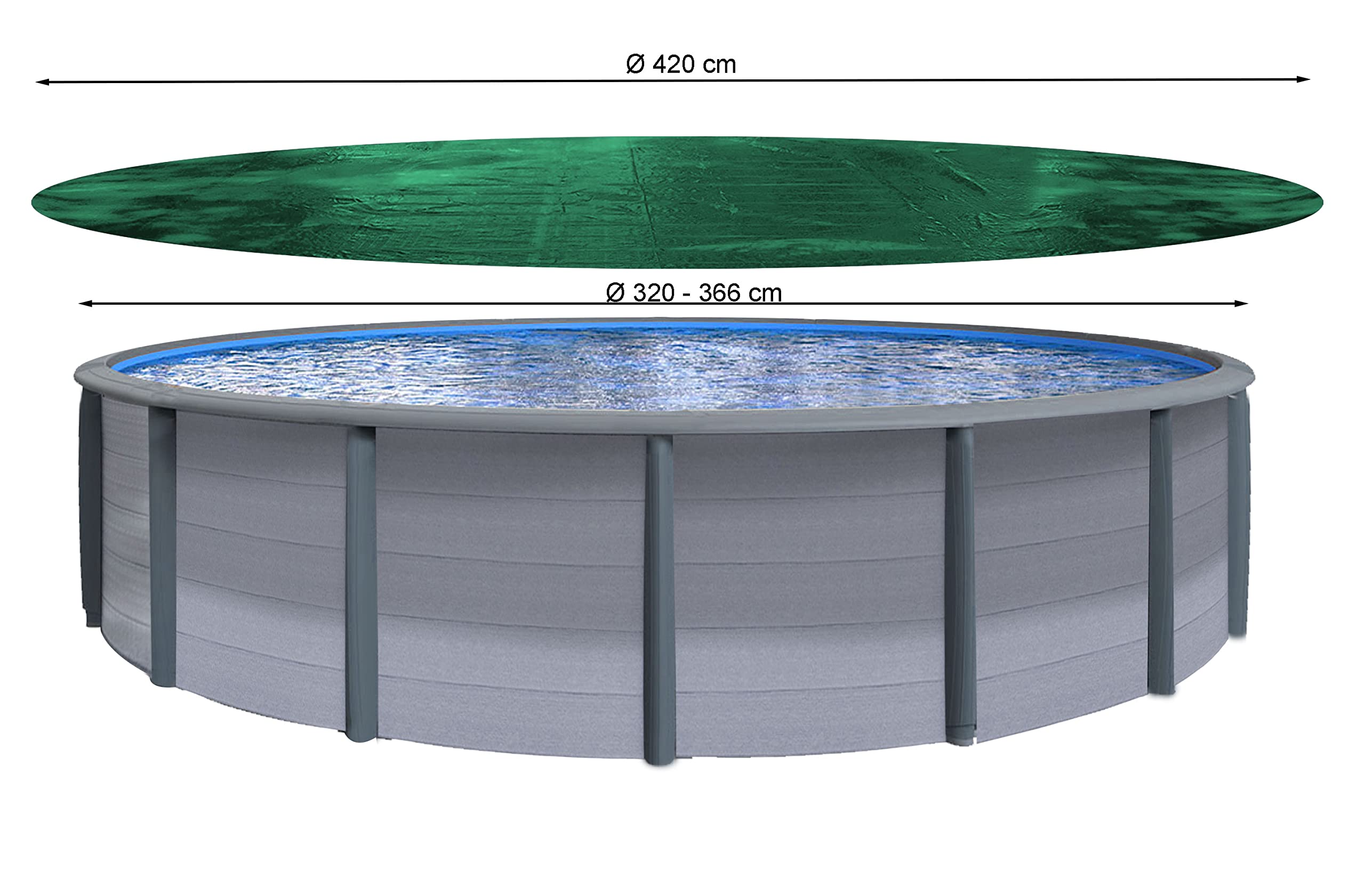 Quick-Star Cubierta de Invierno para Piscina Redonda, 420 cm diámetro, Lona Protectora 180g/m² — view 2