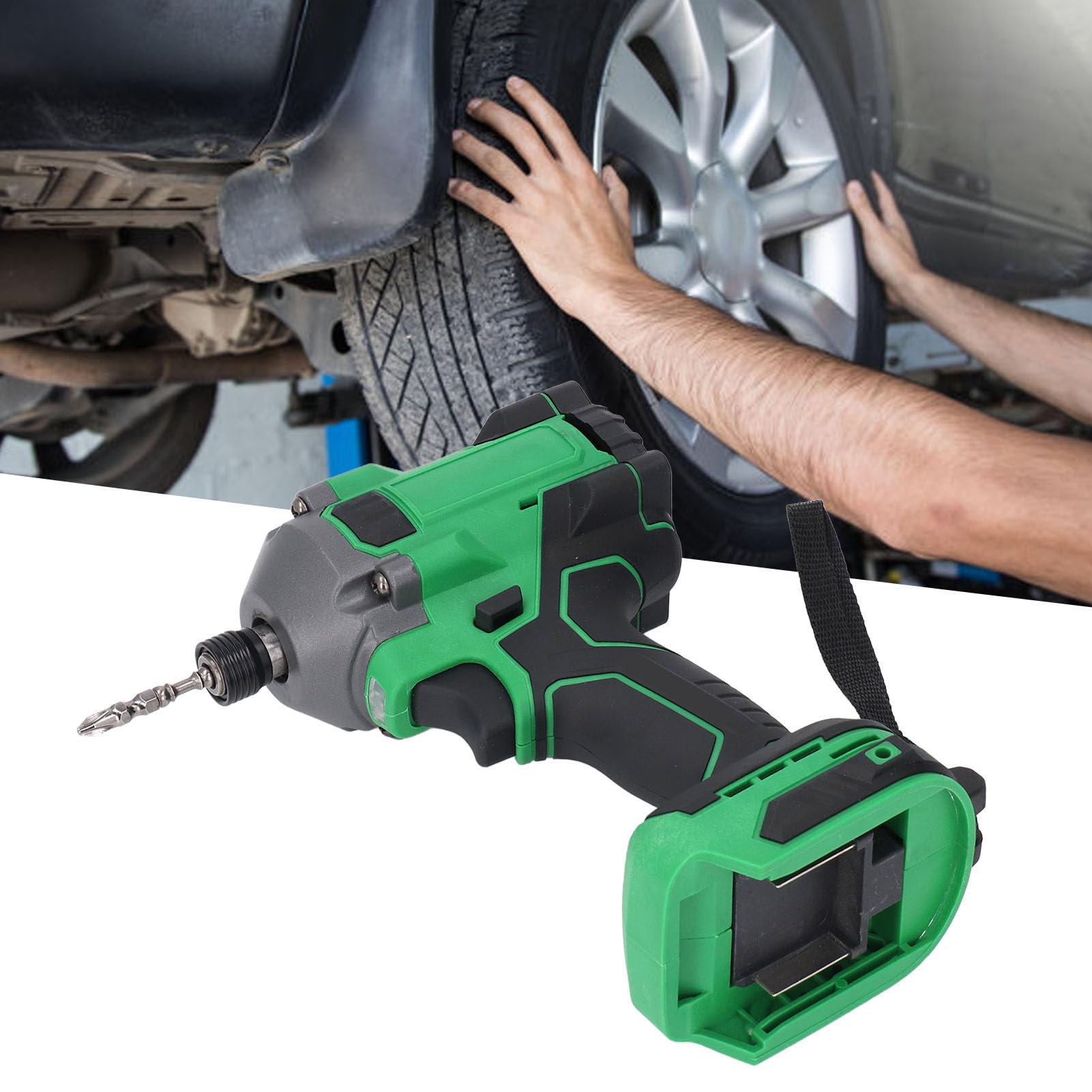 Generic Bezprzewodowy Klucz Udarowy, Bezszczotkowy Klucz Udarowy ABS 550 Nm 0-3400 Obr./min 21 V Zasilany Akumulatorowo Elektryczny Pistolet do Naprawy Samochodów w Garażu do BL1815 BL1860