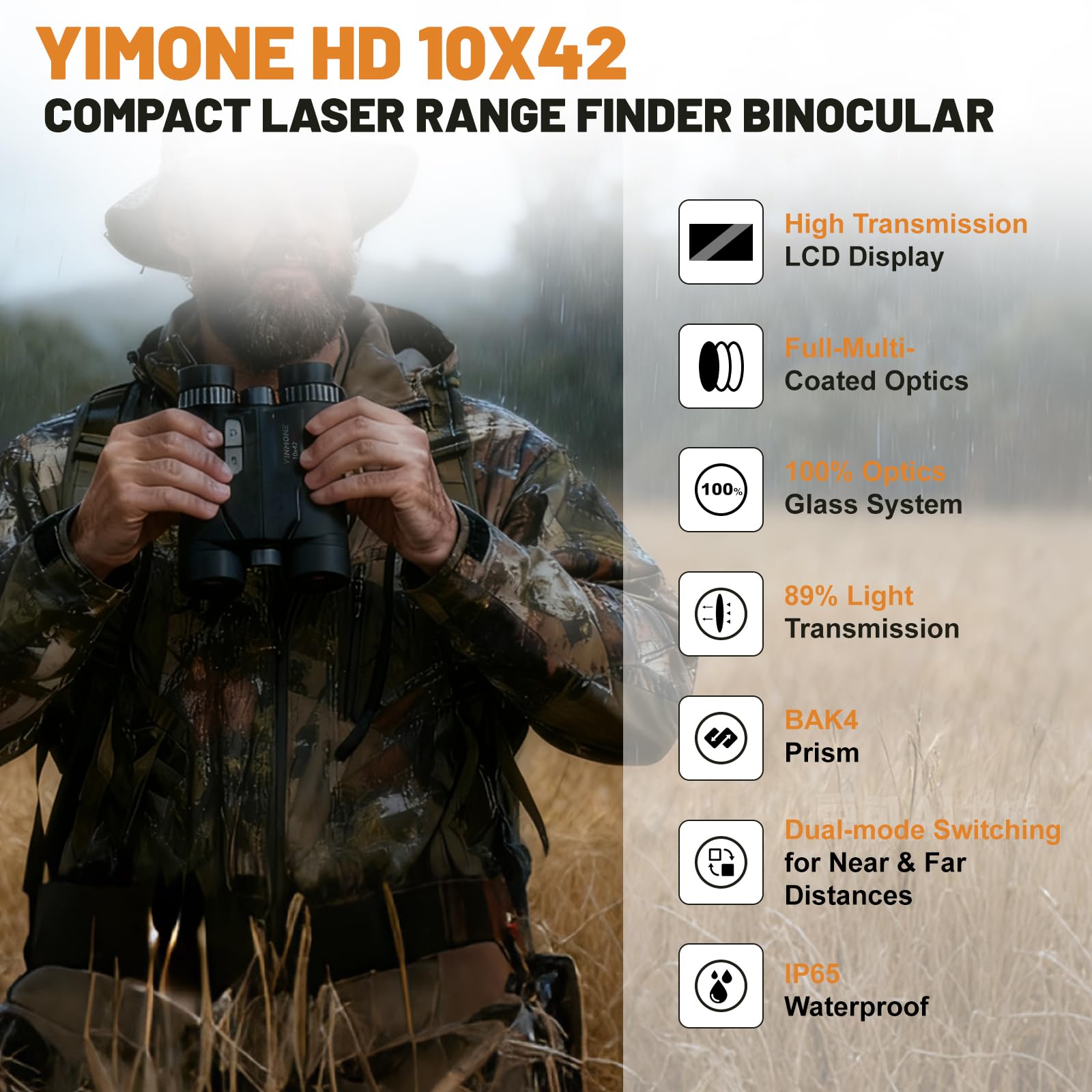 2026 nowa lornetka dalmierz laserowy 10 x 42 do polowania, HD 1650 jardów z pomiarem odległości prędkości, wodoodporna lornetka IP65 do golfa, strzelania, wędrówek, przygód na świeżym powietrzu