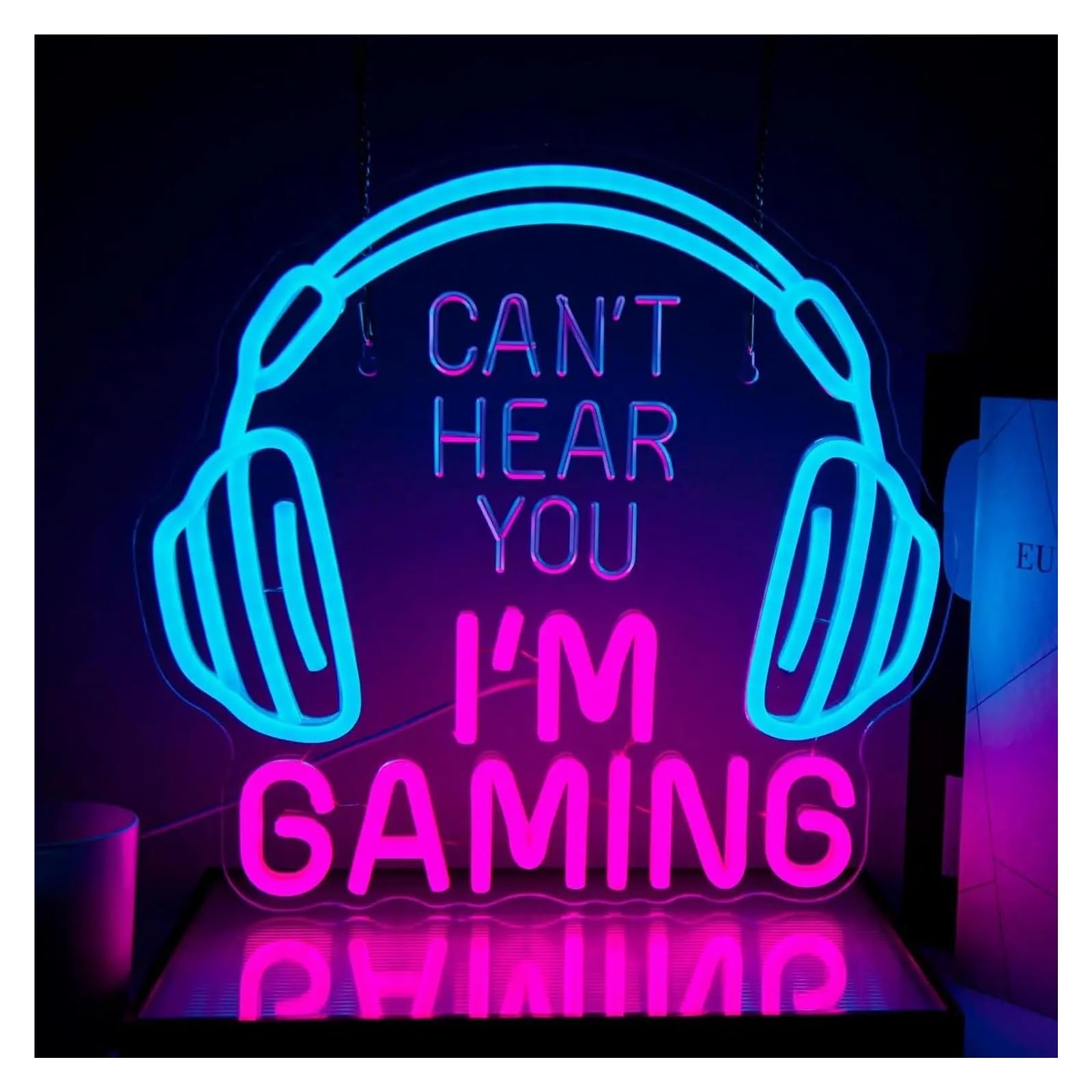 Luci al Neon Da Parete Luci Al Neon "I'm Gaming" Per La Decorazione Della Stanza Da Letto Della Caverna Dell'uomo 35.7x32.4cm
