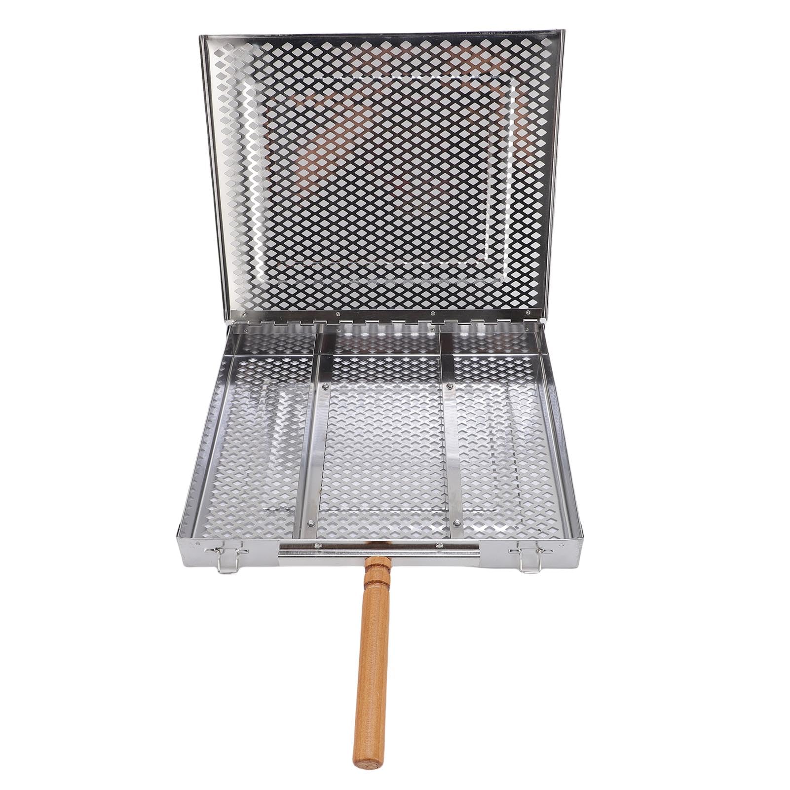 SIXRUN Cestello Regolabile per Griglia a Maglia Fine per Pesce e Verdure, Griglia per Barbecue in Acciaio Inossidabile per Feste Sul Prato, Raduni in Spiaggia (singola maniglia)