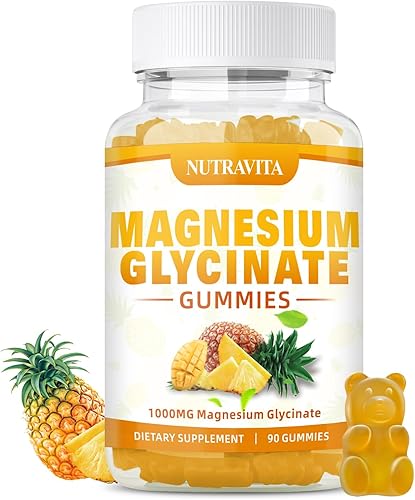 Gomitas de glicinato de magnesio 1000 mg con L-treonato de magnesio, suplemento de complejo de magnesio y potasio quelado con VitD, B6, CoQ10,