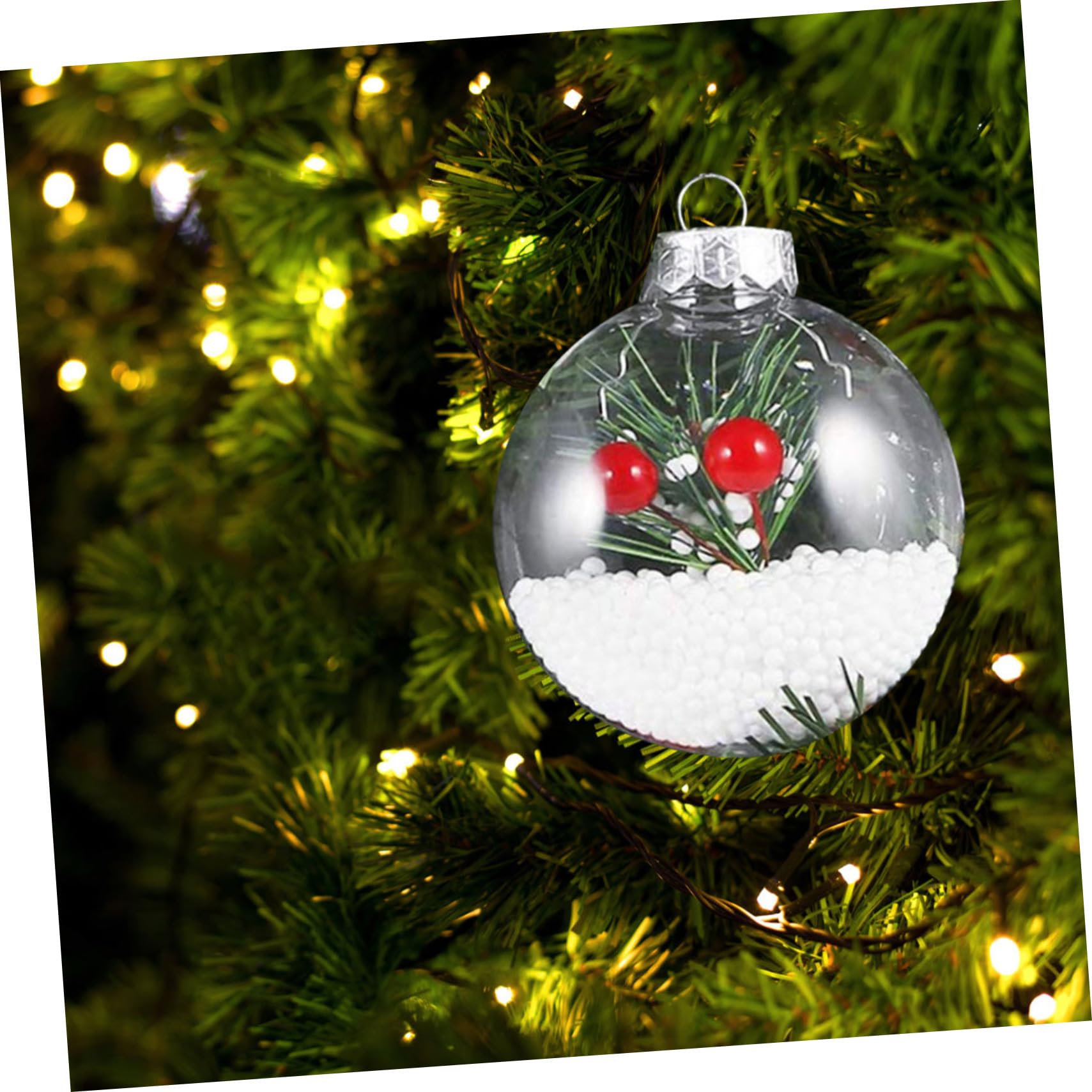 Adornos Colgantes Navideños 80mm Transparentes De Plástico, Bolas Planas Hollow DIY, Decoraciones para Árbol De Navidad, 20 Piezas para Manualidades y Fiestas
