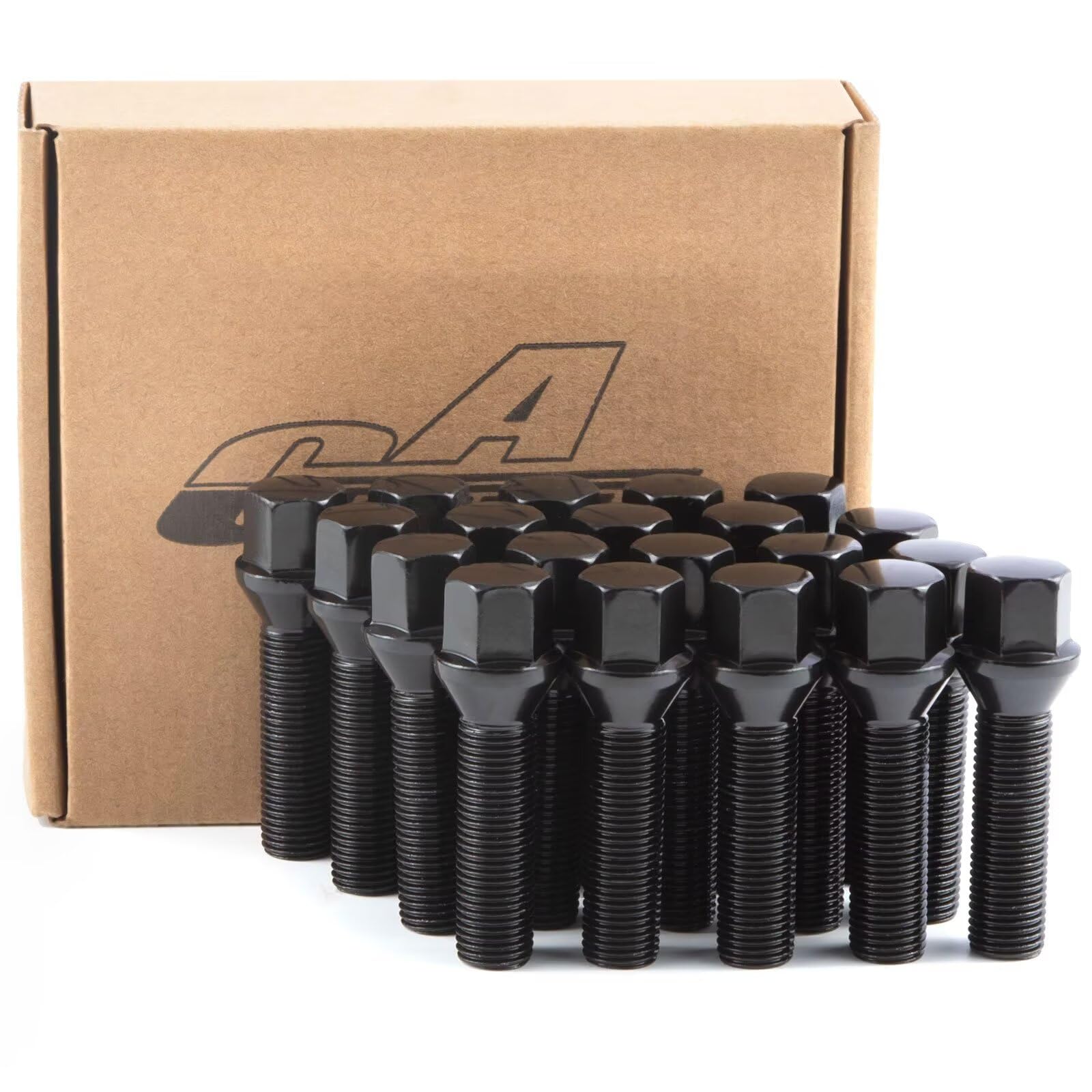 GAsupply 14x1.5 40mm Shank Lug Bolts, Fit for X3 E83, for X5 E53, for 7 Series E6x, 20pcs Black Conical Seat 61mm Tall Lug Studs for Wheel Spacers,