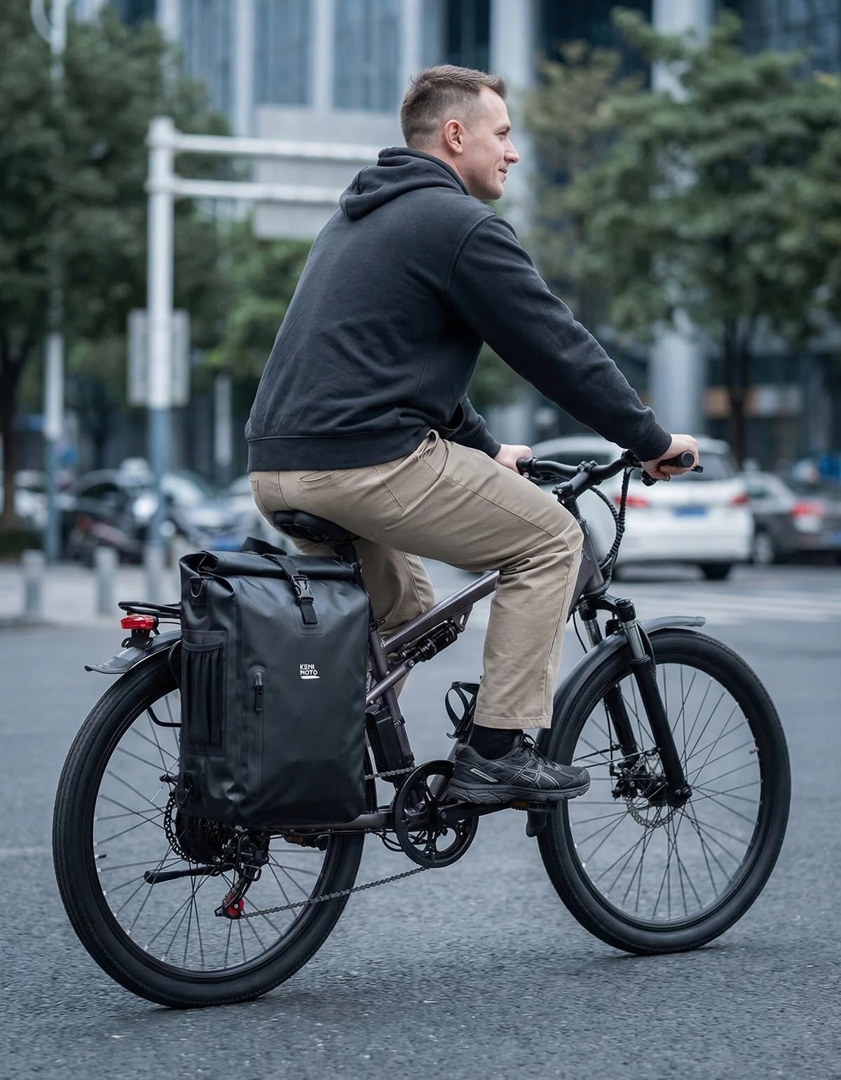 KEMIMOTO Borsa da Bicicletta Impermeabile 27 L, Borsa da Portapacchi Posteriore con Scomparto per Laptop, Zaino 3 in 1 Multifunzionale, Utilizzabile come Zaino, Borsa a Tracolla o con Maniglia