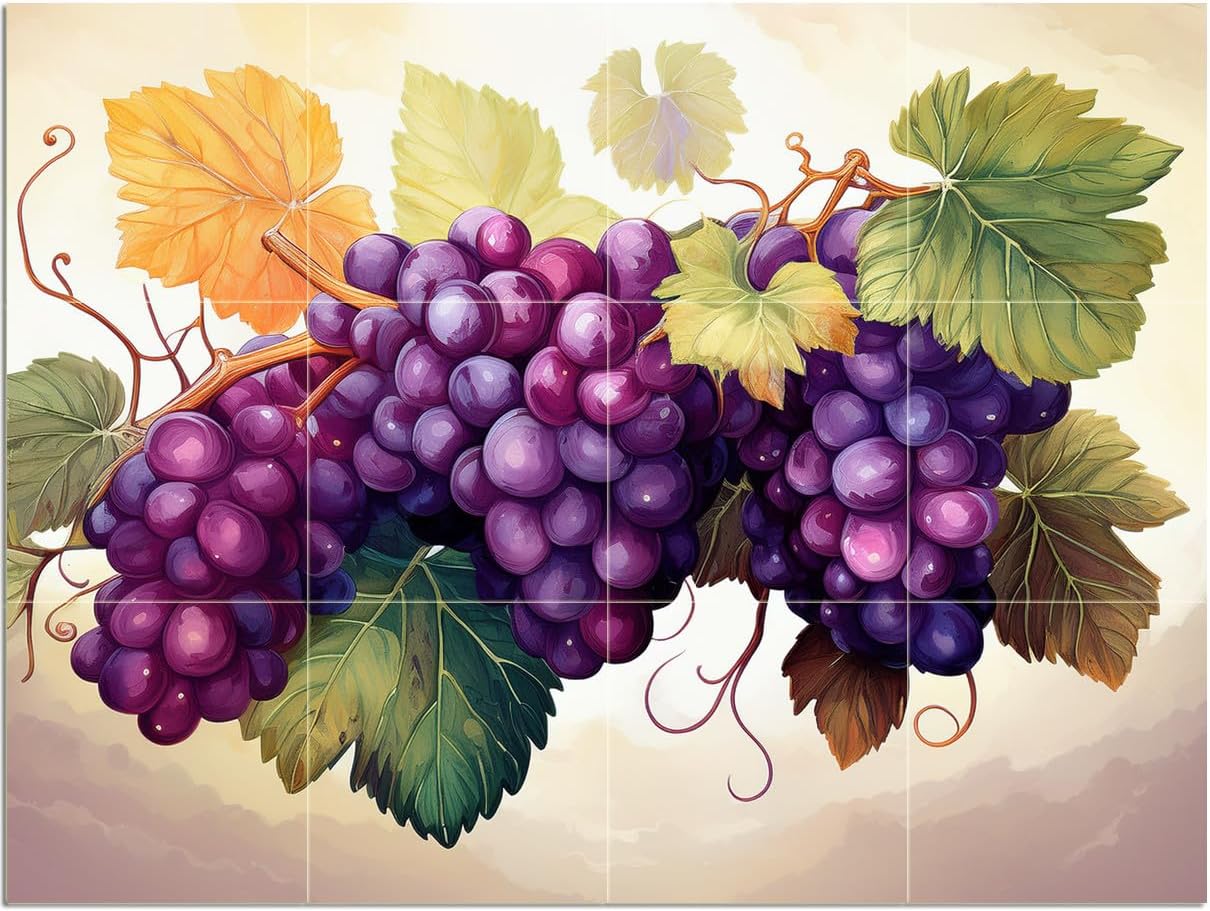 Tile Mural Bunch of Grapes Still Life Kitchen Bathroom Shower Wall Backsplash - Picture 6 of 14