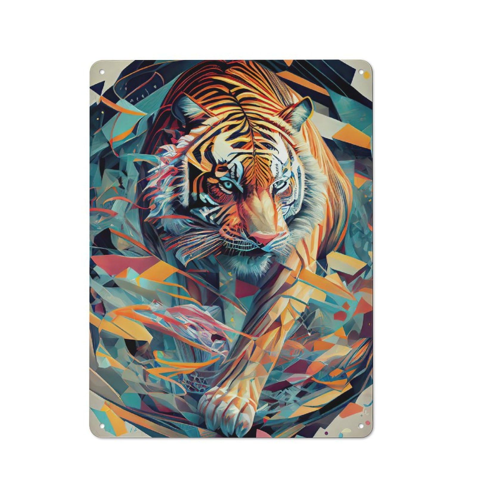 Vintage Tin Sign 40x30cm with The Powerful Tiger for Café Or Restaurant, Suited to Wall Displays in Cafés And Restaurants