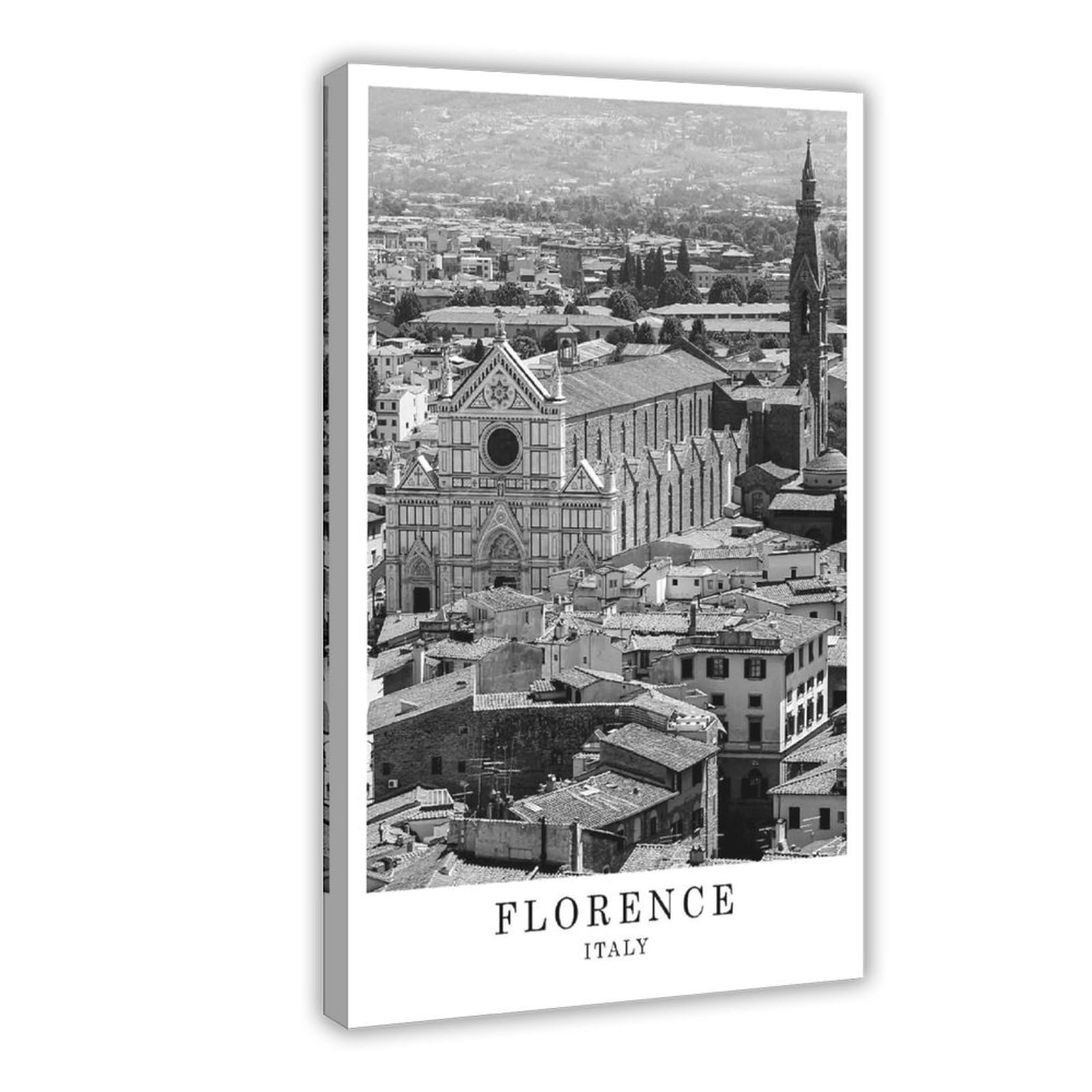 HEYANM Florence Travel Poster Florence Black And White Photo City Landmark Wall Art Print Decor Gift Poster Jpg Canvas Poster Wall Art Paintings for Living Room Bedroom Decoration Fra