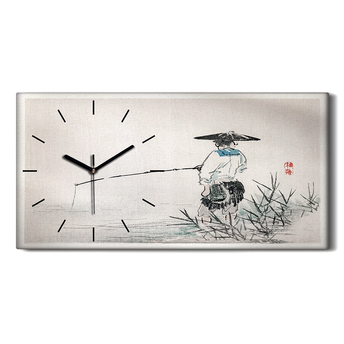 Horloge sur toile 60x30cm modernise votre salon avec son design asiatique silencieux