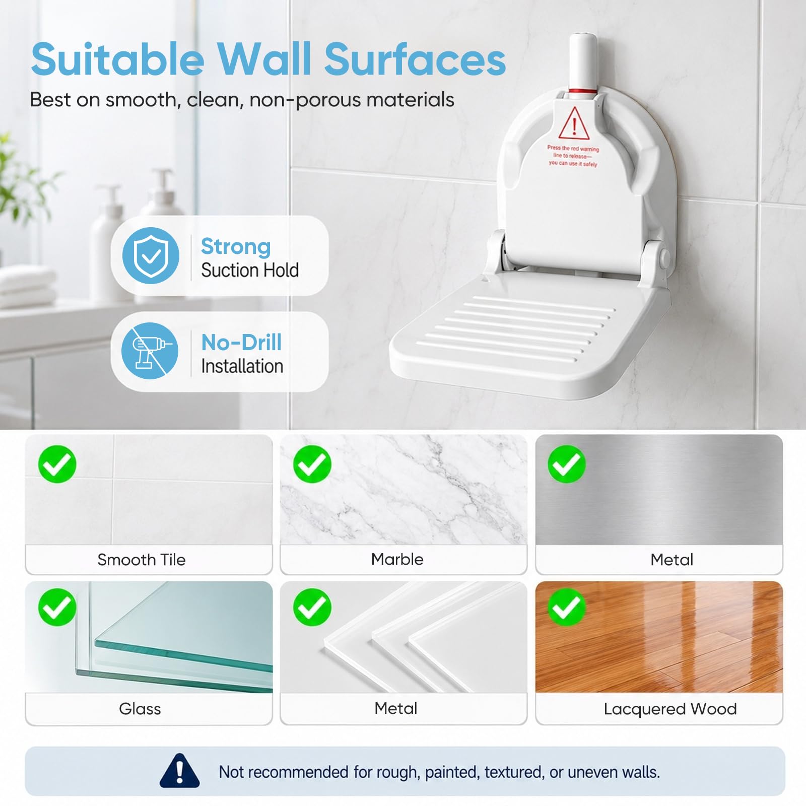 Reposapiés De Ducha, Reposapiés para Ducha Baño con Ventosa, Antideslizante, Fácil de Instalar, No Requiere Perforación, Ayuda para Afeitarse Las Piernas Pedicura, Ergonómico