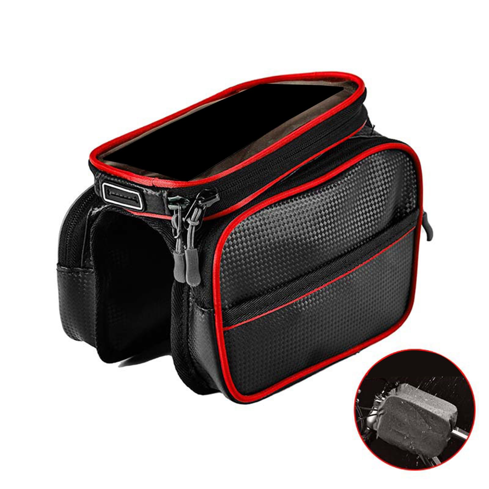 Mountain Bike Front Top Tube Pouches Pannier Phone Mount Holder Handlebar Bag With Touch Screens Cell Phone Bag Holder Bike Front Frame Bag Large Capacity Mountain Bike Front Top Tube Pouch Pannier