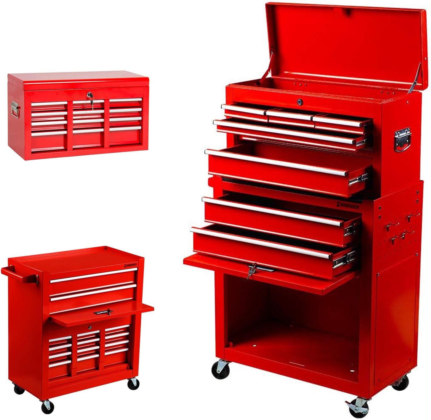Tool Box, Portable and Storage System Tool Chest Cabinet Sliding Drawers Rolling Toolbox Organizer, Red