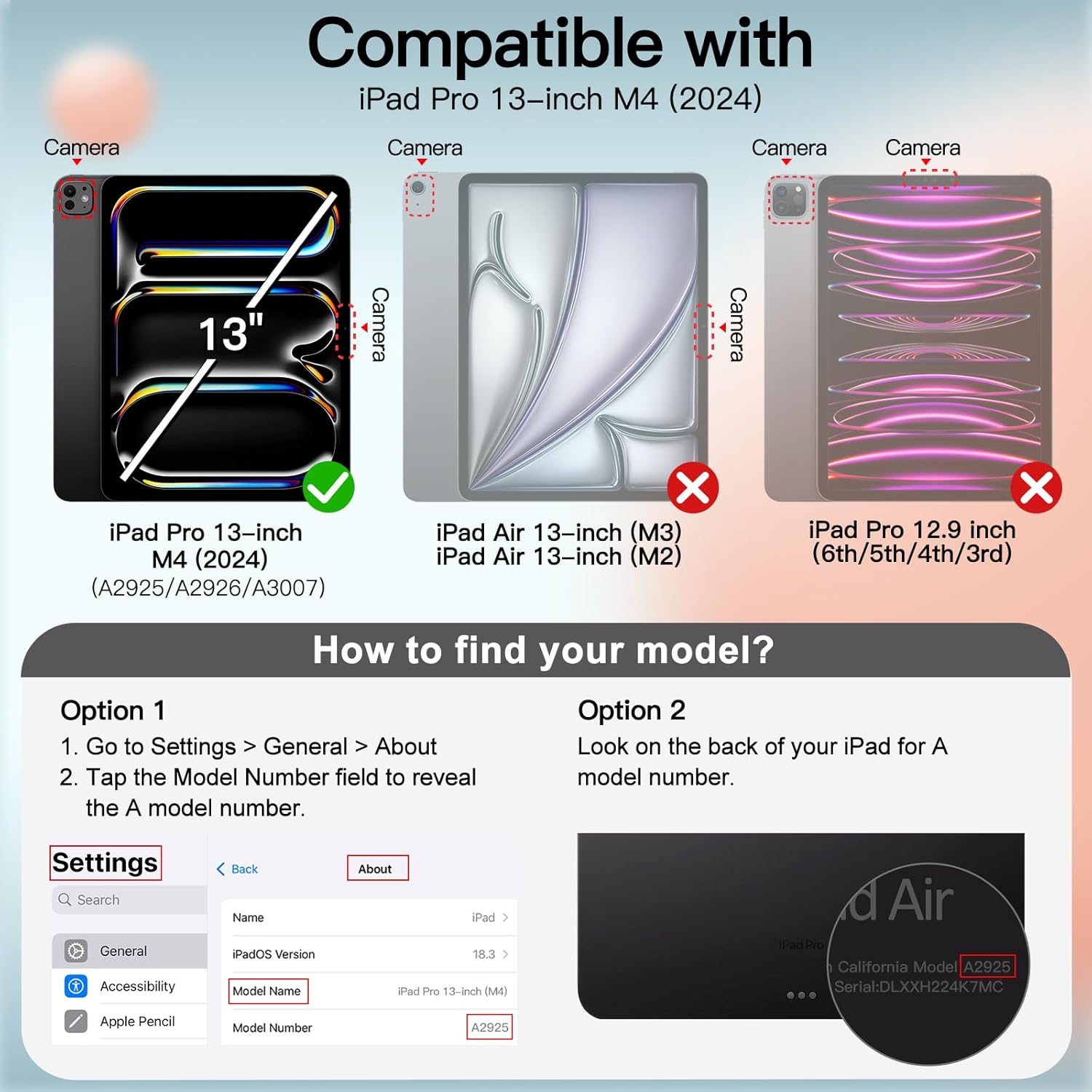 JETech Case for iPad Pro 13-Inch M4 (2024), Slim Stand Hard Back Shell Smart Cover with Auto Wake/Sleep (Black) - Image 2