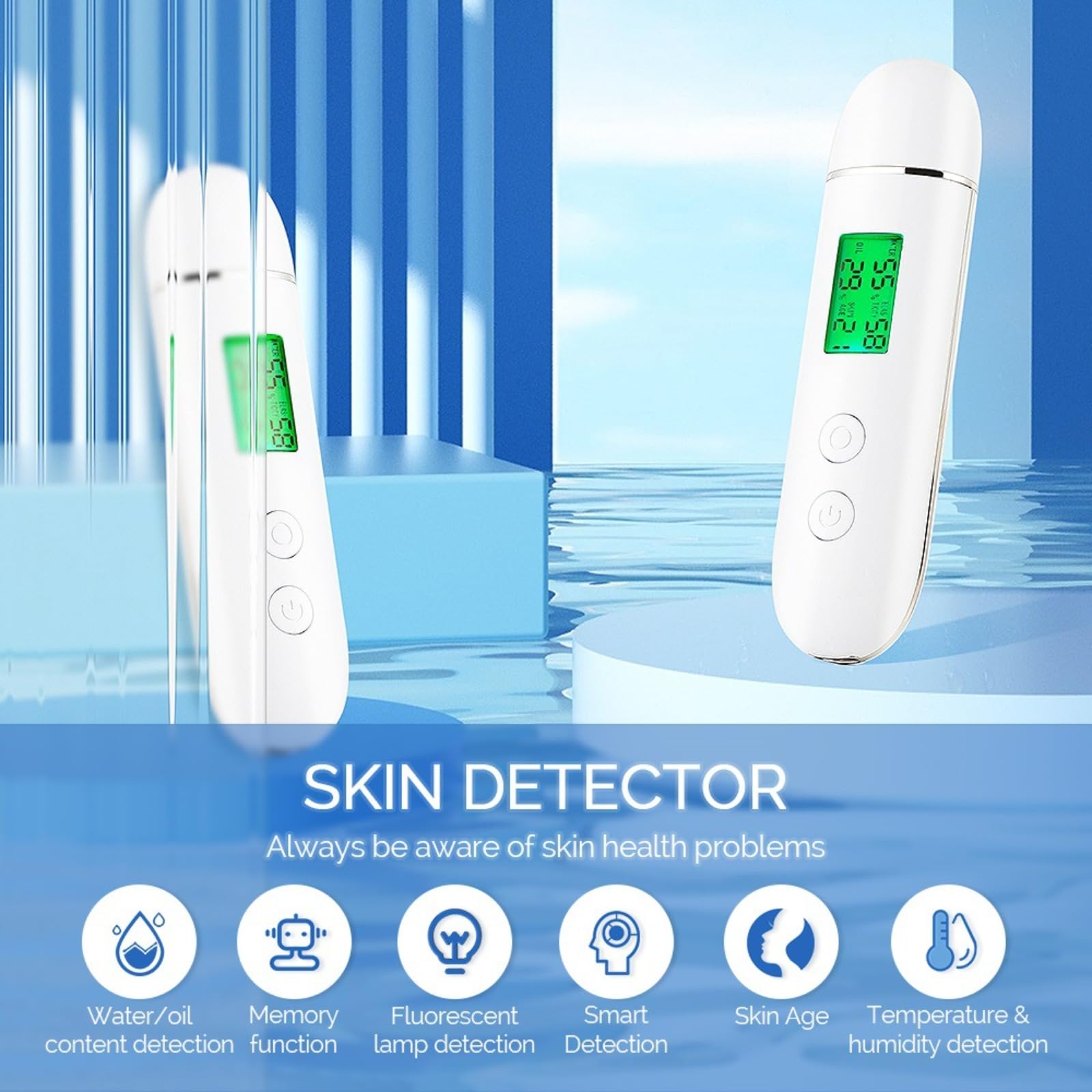 Tester di idratazione della Pelle, Tester di umidità Ricaricabile Display Digitale Display Analyzer per la Pelle Professionista per Il Regalo di Bellezza del Salone Spa Spa spazz