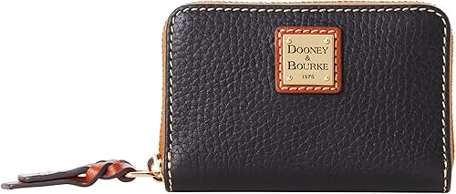 Dooney & Bourke Billetera, Pebble Grain Gran Cremallera Alrededor De La Caja De La Tarjeta De Crédito Jeans, Negro -, Casual
