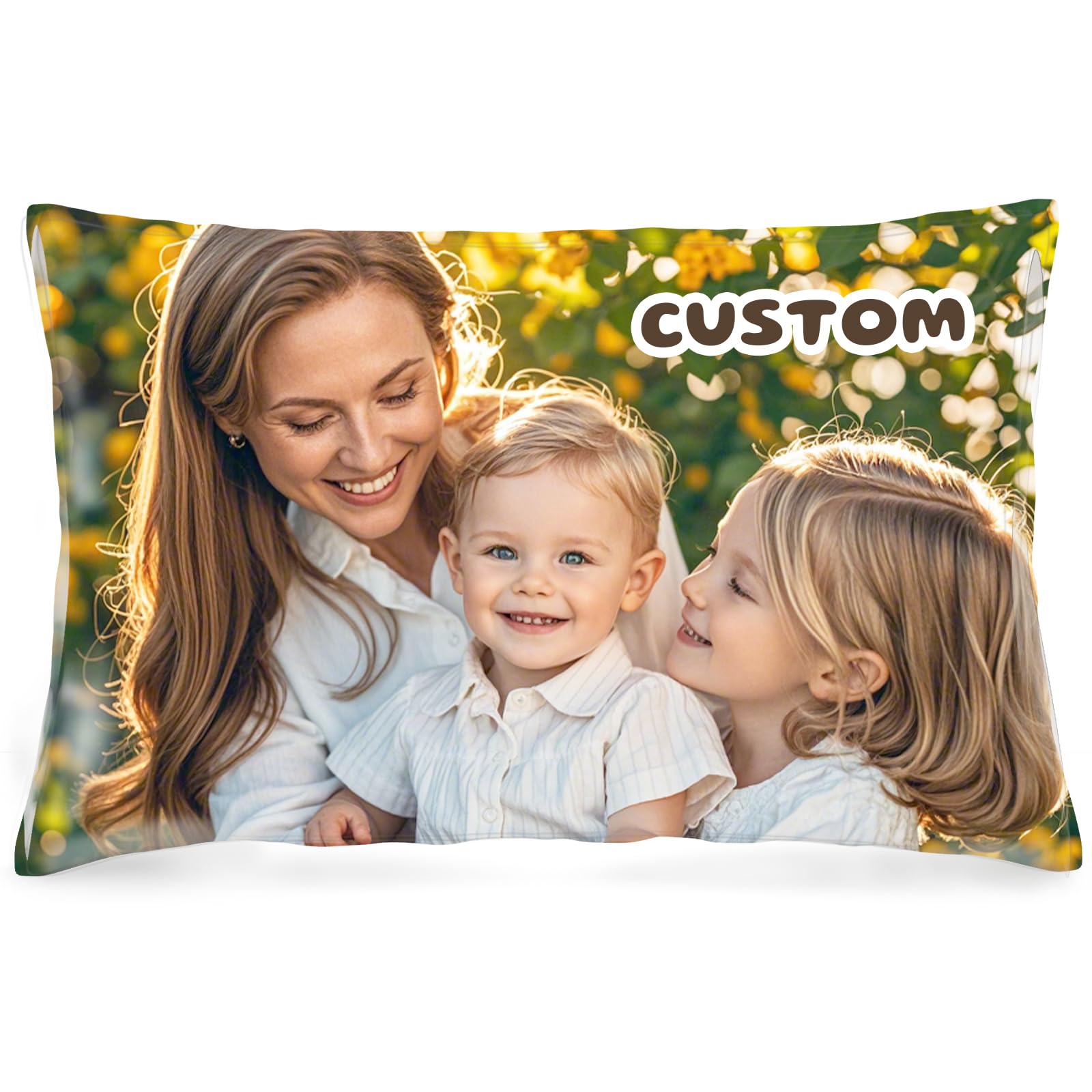 Bemaystar Custom Pillow Case-Personalised Pillow with photo, Decorative Pillow Covers with Optional Inserts, Personalised Gifts for Christmas(Single-50×76 cm)