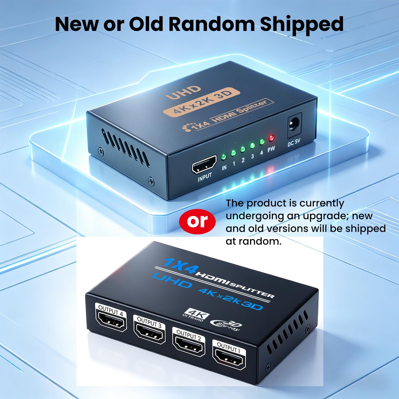 HDMI 4K Splitter HDMI Splitter 1 Entrada 4 Salidas V1.4 Powered 1x4 Puertos Caja Soporta 3D HDCP Duplicar/Espejo 4 Pantalla para Box PS4 PS3 BLU-Ray HDTV STB DVD Proyector