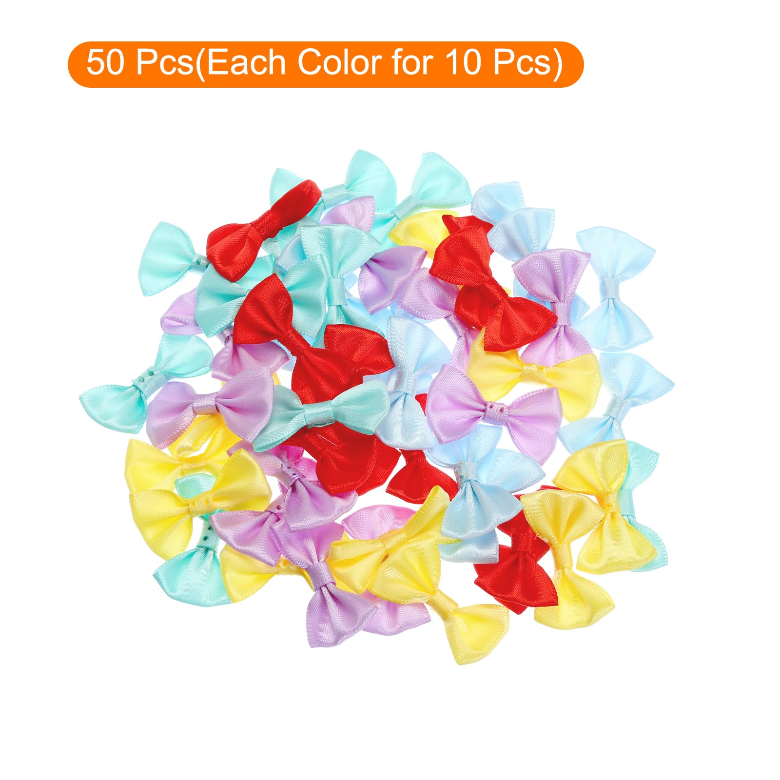 QUARKZMAN 50Pcs Nœud Papillon Multicolore 3.8 x 2.5cm Mini Nœud Papillon pour l'Artisanat Petit Nœud en Satin en Vrac pour Bricolage Couture Scrapbooking Cadeau de Mariage