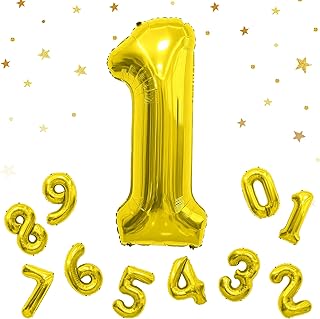 40 Inch Gold Large Number Balloon, Number 1 Balloon Large Helium Digit Balloons, Gold Number Balloons, Inflatable Large Foil Balloon Number Balloons for Birthday Party Graduation Decorations, Gold