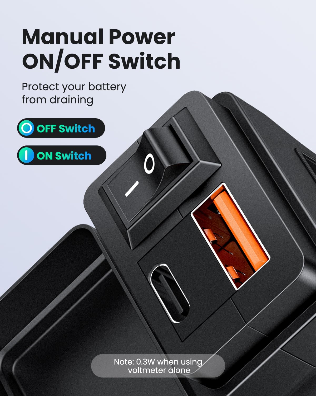 Chargeur de téléphone pour moto, double USB Quick Charge 3.0 Type C PD Chargeur USB pour moto avec interrupteur marche/arrêt (bleu)