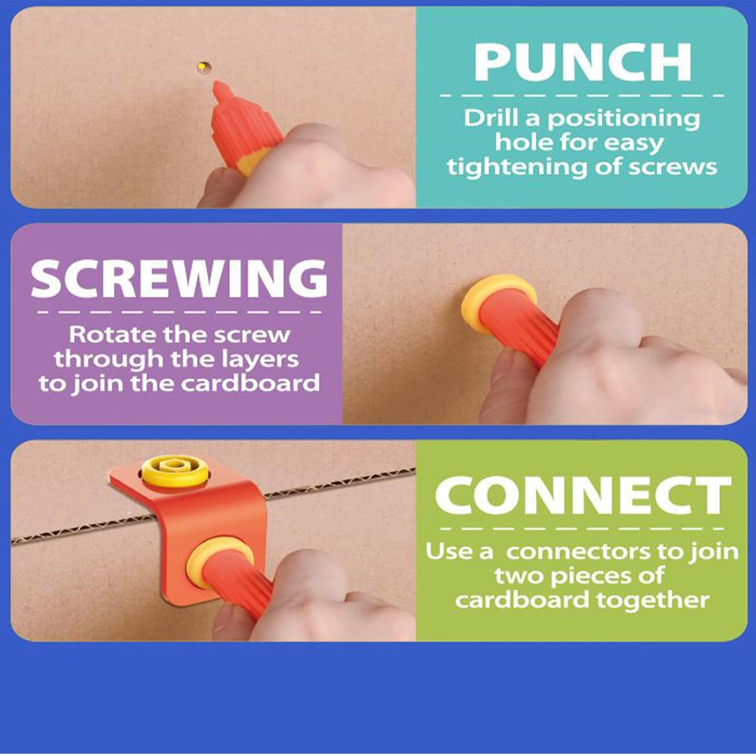 Educational Building Kit - Cardboard Construction Tool Set, Creative Craft Pieces with Grip, Preschool Learning Aid with Ease, Accessory Stylish Fixture, Family Supplies for Boys, Girls, Children