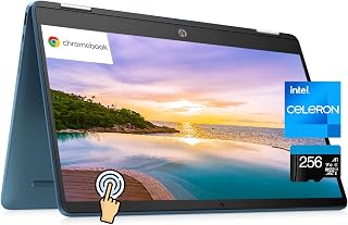 HP X360 Chromebook 14" HD Touchscreen 2-in-1 Convertible Thin Light Laptop Computer, 4-core Intel Celeron N4120, 4GB RAM, 64GB eMMC + 256GB SD Card, Wi-Fi, BT 5, Type-C, Long Battery Life, Chrome OS