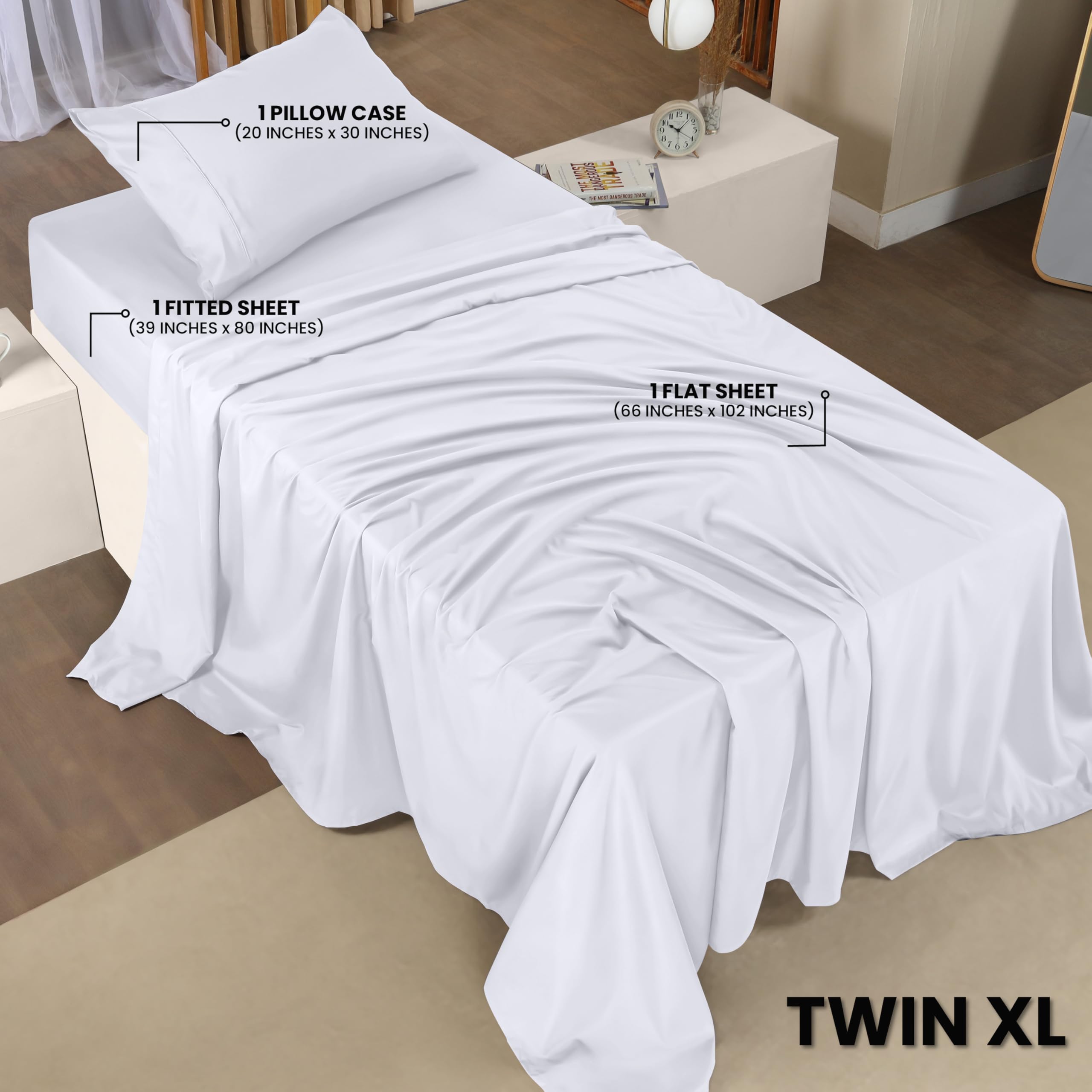 Utopia Bedding Twin XL Sheets - 3 Piece Bedding - Brushed Microfiber - Shrinkage and Fade Resistant - Easy Care (Twin XL, White) - Image 2