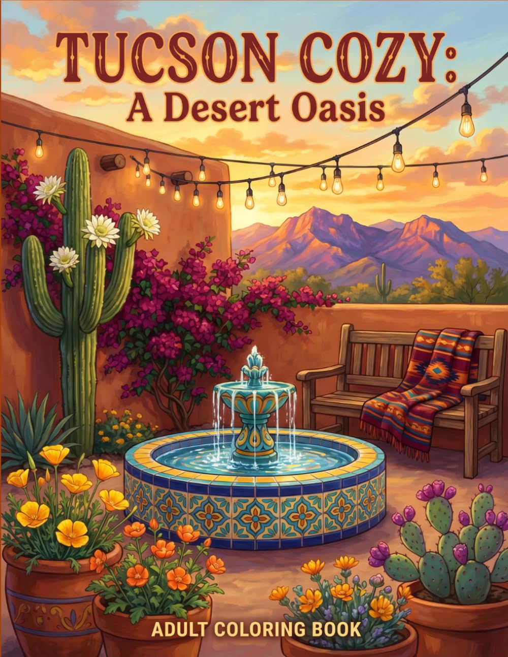 Tucson Cozy: A Desert Oasis Coloring Book: 40 Bold and Easy Desert Scenes to Color for Adults and Seniors