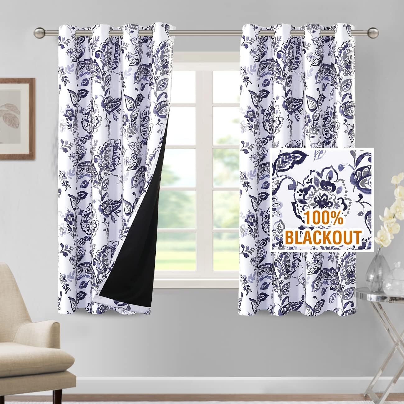 H.VERSAILTEX 100 Blackout Curtains for Bedroom Paisley