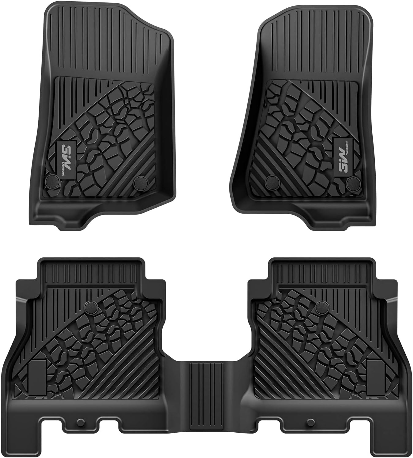 3W Floor Mats Compatible for 20182023 Jeep Wrangler JL, AllWeather