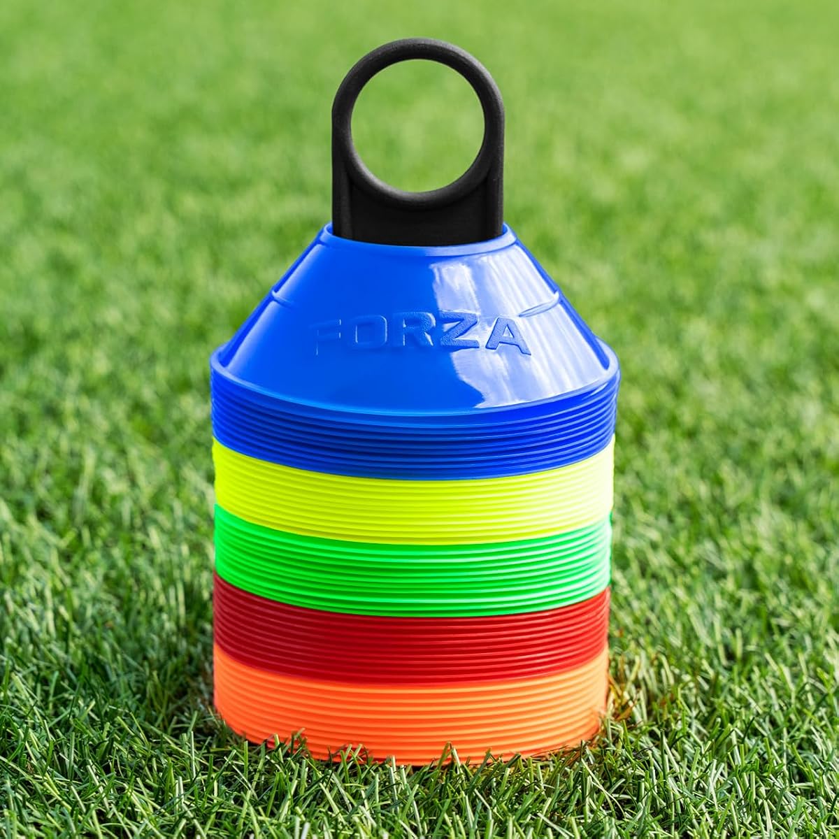 Mini conos marcadores de entrenamiento | Mini conos espaciales multiusos duraderos ideales para todos los deportes – Paquete de 50 o 1000 en múltiples opciones de color [Incluye soporte de transporte]