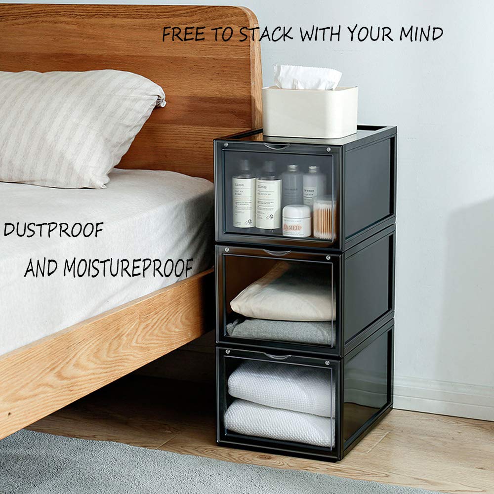 Storage Shoes Box Womens Mens Shoe Storage Display Box Plastic Foldable Stackable Shoe Container