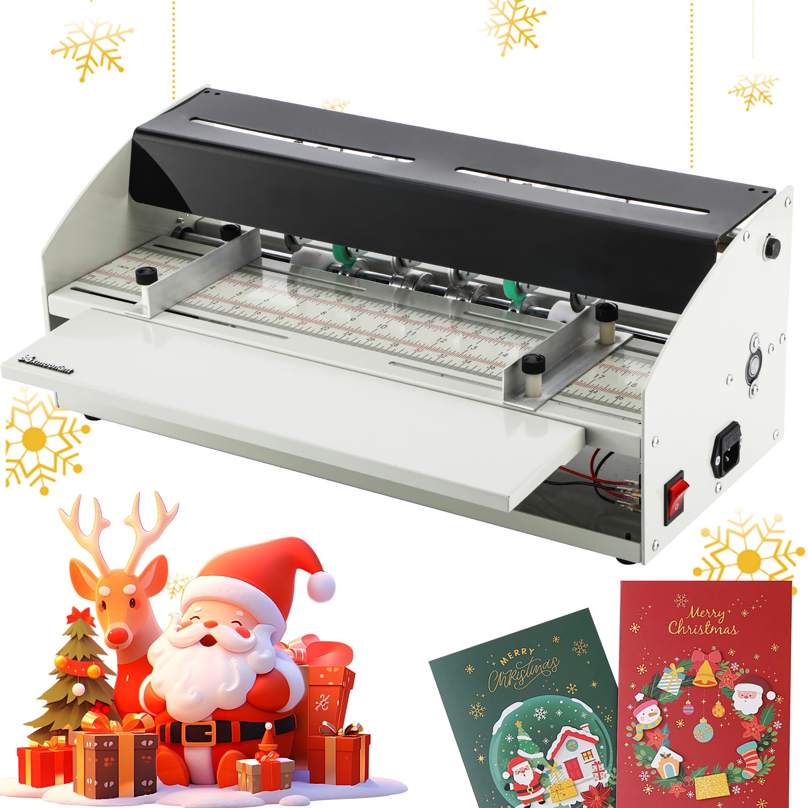 Mxmoonant 3-in-1 Electric Creasing Machine 18 1/2"(470mm) Paper Creaser Scorer Perforator Cutter for Cards Invitations Tickets 110V