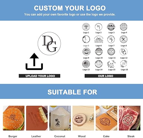 Miniatura 3 de KAINSY Hierro de Marca Personalizado para Madera, Hierro de Marca de Metal Duradero con Logo Personalizado para Estampado de Madera Quemada Cuero