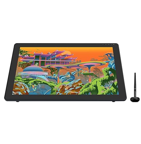 HUION Kamvas 22 Plus QLED Drawing Tablet with Full-Laminated Screen USB-C Connection 140% sRGB Tilt, 21.5 inch Graphics Art Tablet for Artist & Designer, Work with Mac, Windows, Linux & Android Black - 21.5 Inch