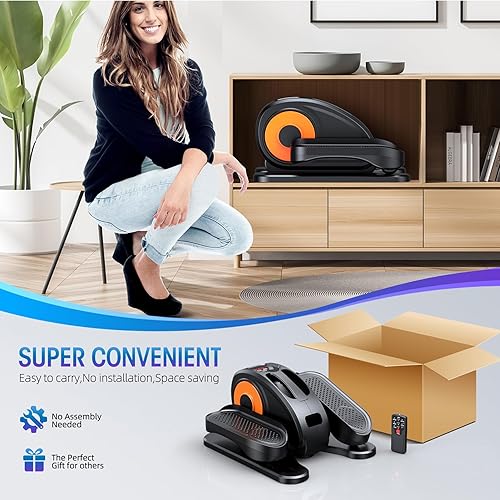 Miniatura 7 de GUGTTR Máquina elíptica debajo del escritorio, ejercitador de piernas elipse para personas mayores, totalmente montado, silencioso y portátil,