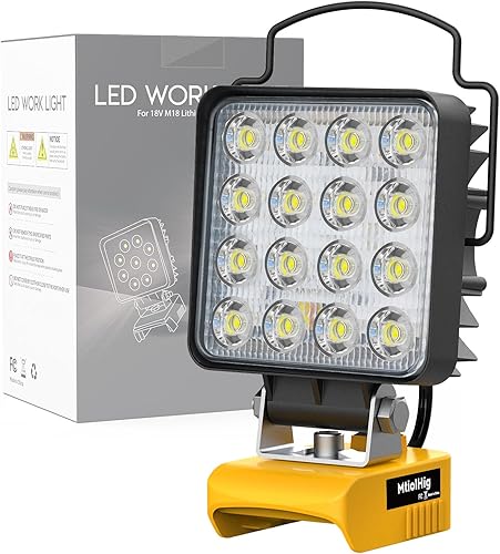 Luz de trabajo LED inalámbrica para batería Dewalt de 18 V, 60 W, 6000 lúmenes, luz portátil de 20 V, herramienta de mano solo con puerto de