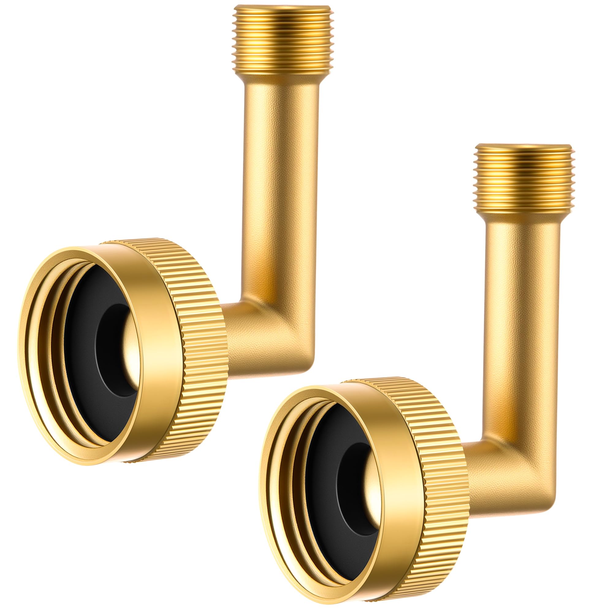 Schlauchadapter, 3/4 auf 3/8 Zoll, drehbarer Schwanenhals-Rohrverbinder, 90 Grad, massives Messing, Rohrverschraubungen, Schlauchbogen für Geschirrspüler, Wasser, Gasschlauchsysteme, 2 Stück