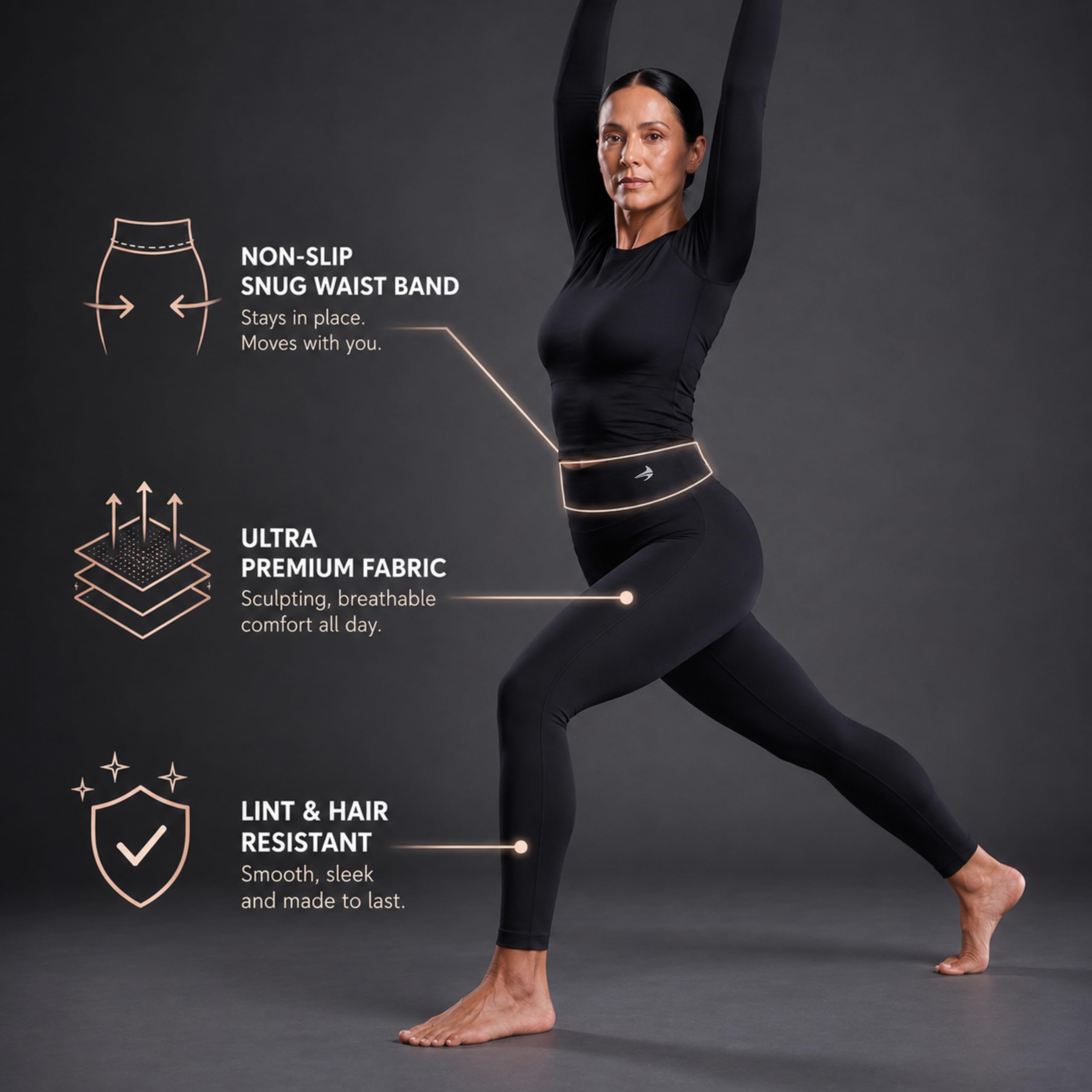 CompressionZ Legginsy kompresyjne dla kobiet, wysoki stan, kontrola brzucha – idealne do ćwiczeń, pilatesu, podróży, jogi i treningów