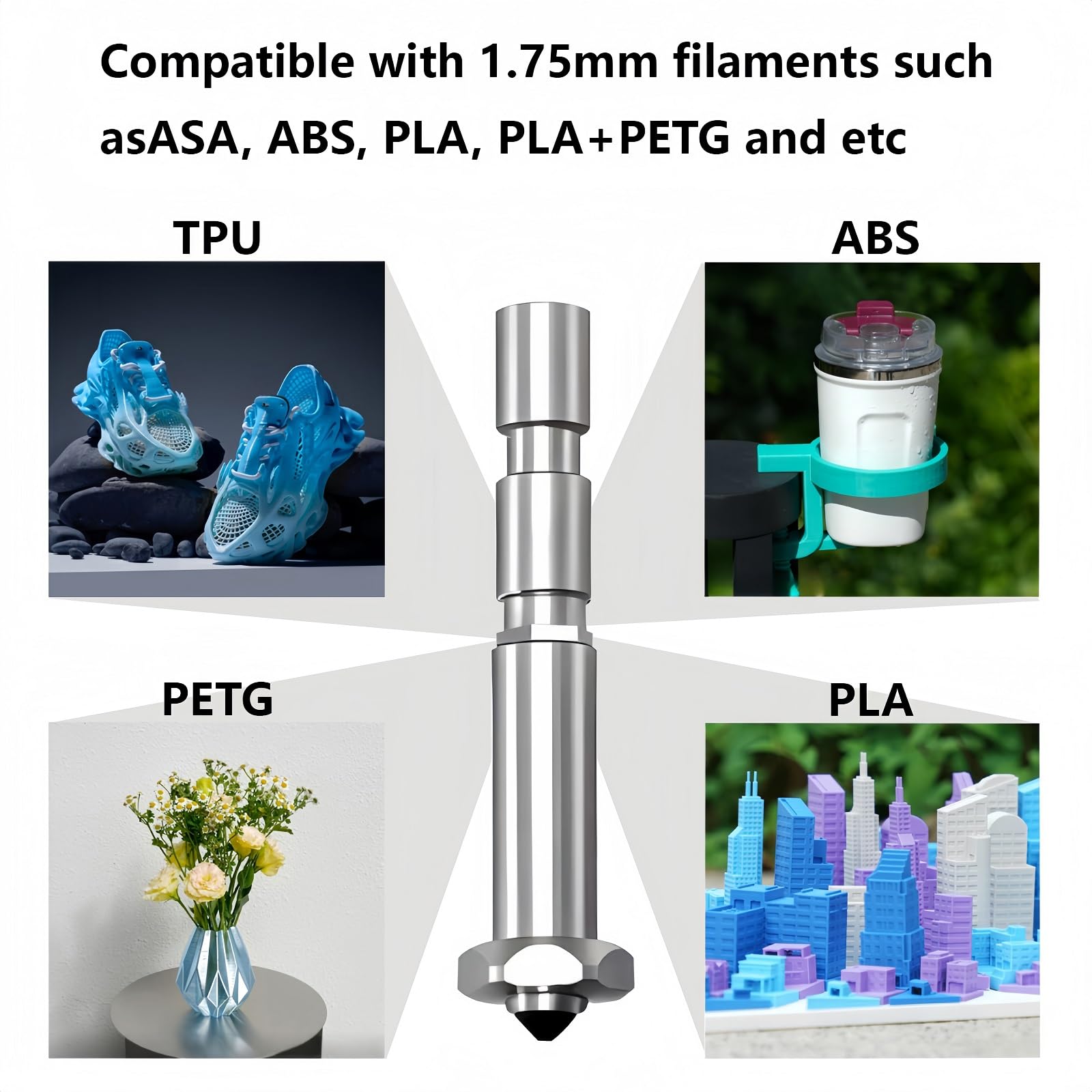 Zestaw 4 dysz do drukarki 3D z hartowanej stali, 2 szt. 0,4 mm, 1 szt. 0,6 mm, 0,8 mm, zintegrowana końcówka do Anycubic Kobra 3 Max Combo