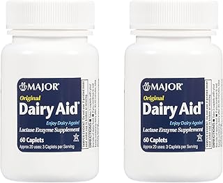 Dairy Aid Lactase Enzyme Caplets Generic for Lactaid Original 120 Ea.