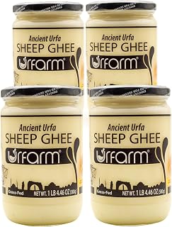 URFARM Sheep Ghee, 100% Grass-Fed Awassi Sheep Milk, Traditional Clarified Butter, Lactose-Free, Keto & Paleo Friendly (Pack of 4, 20.46, Ounce)