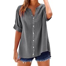 Yinguo Loose Shirt Top Stand Solid Color Sleeve Collar Casual Women's Shirt Women's Womens T V Neck