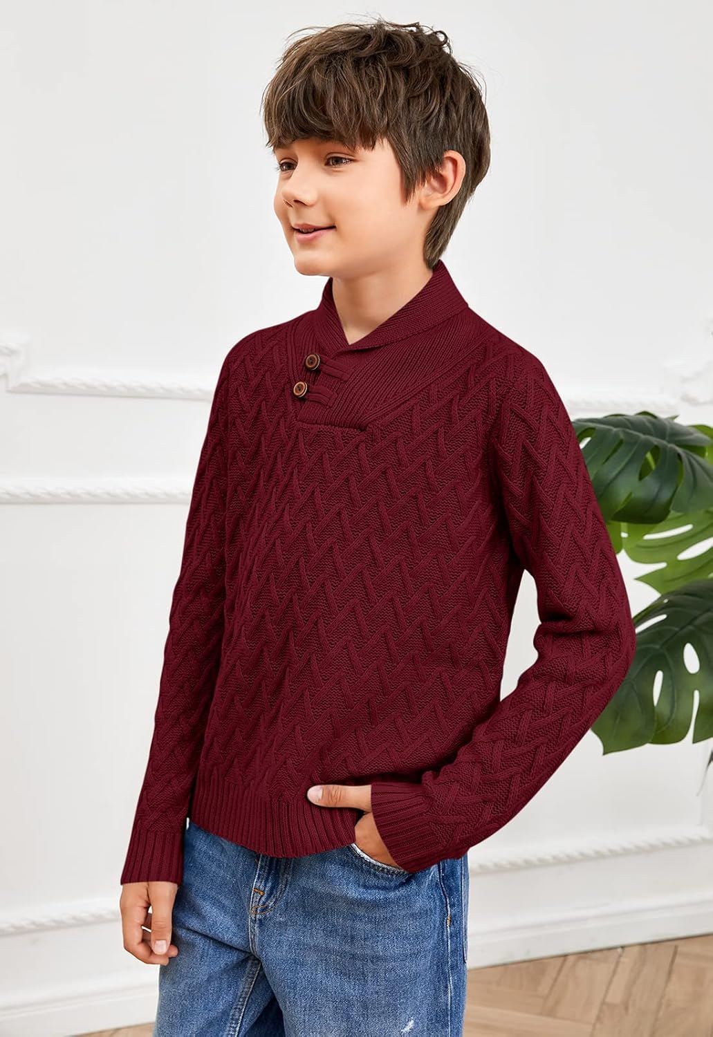 Teurkia Boys' Casual Knit Cable Turtleneck Sweater Rib Cuff Pullover for Kids - Image 3