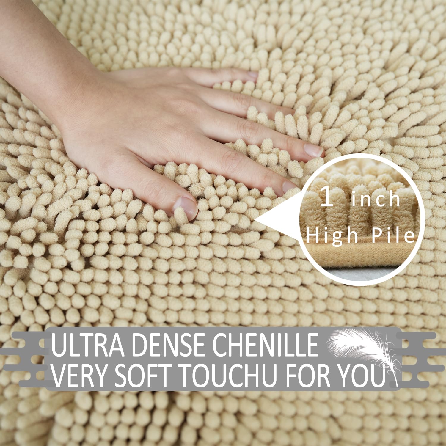 Lot de 3 tapis de salle de bain en chenille, très épais et absorbants, antidérapants, lavables en machine, séchage rapide, doux et confortable, utilisés sous la douche, baignoire et évier,