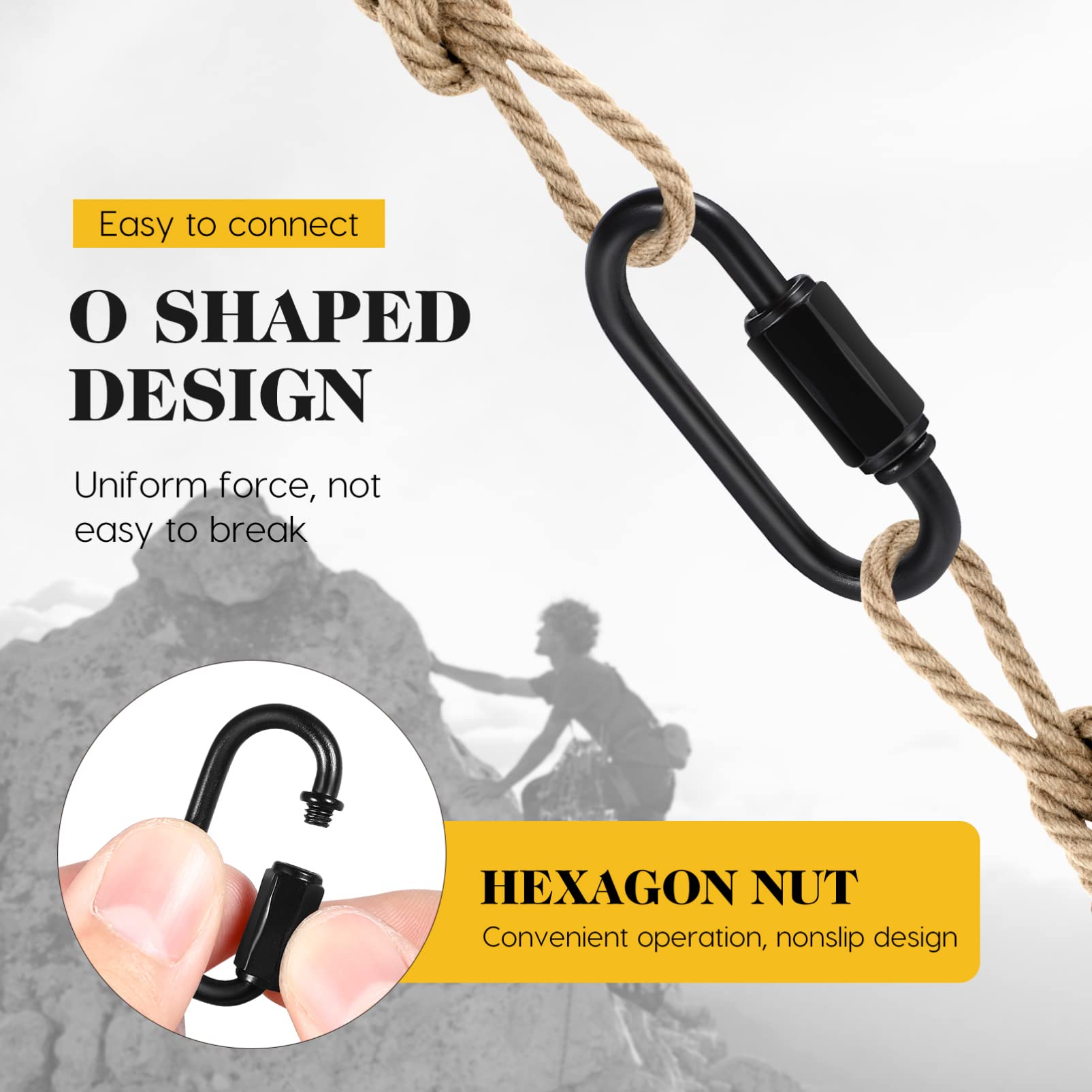 8 Stück D-Form Karabiner Haken Schwarz - Robust Mit Schraubverschluss Für Outdoor Und Alltag