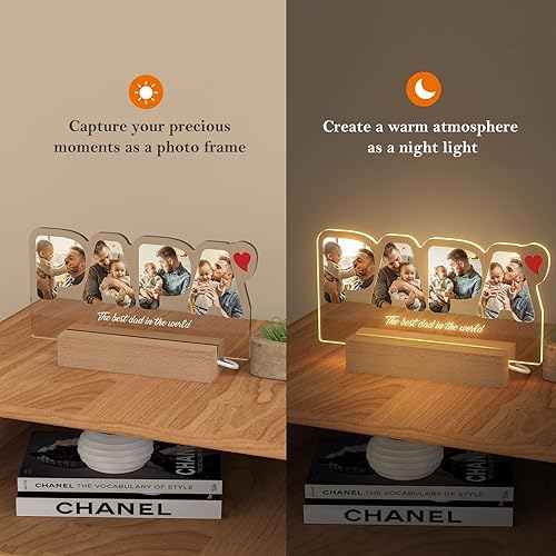 Miniatura 3 de Bemaystar Regalos personalizados para papá, luces nocturnas personalizadas con foto, regalos personalizados para papá en el día del padre,