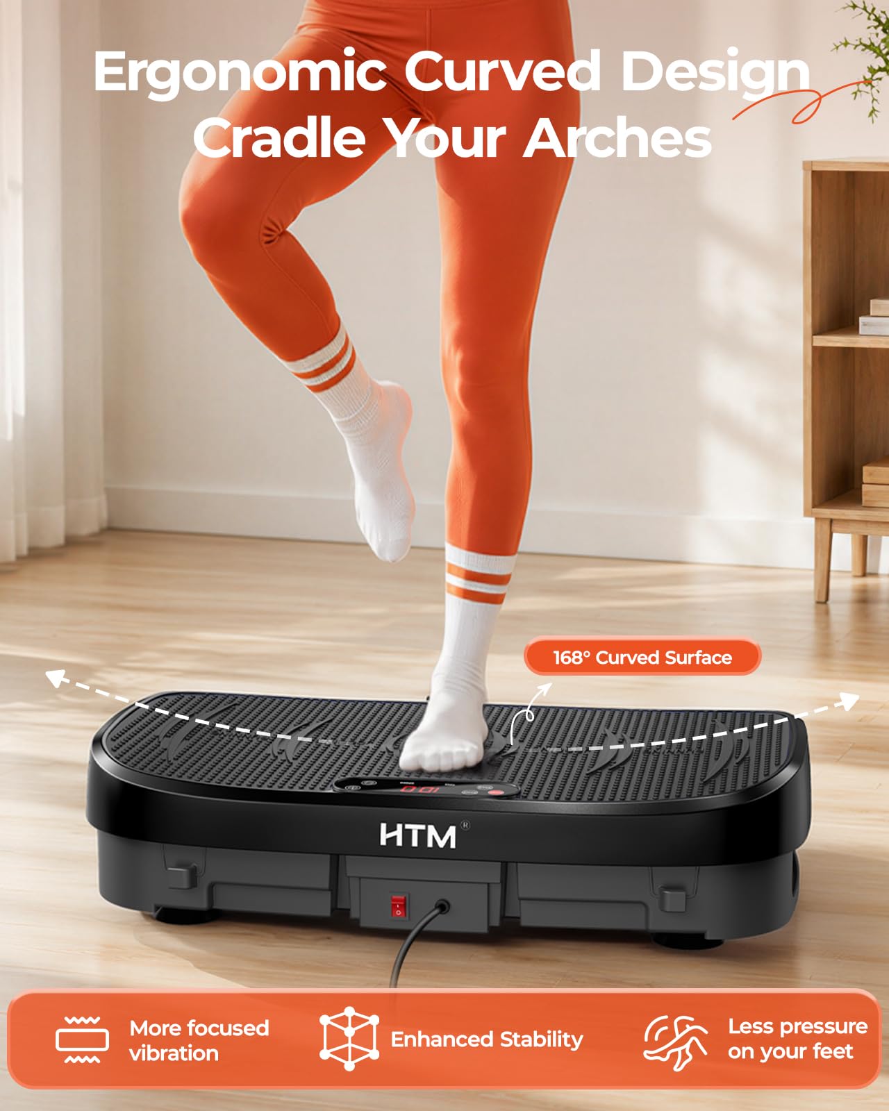 HTM Piattaforma Vibrante per Esercizi – Capacità di carico 150 kg, 120 livelli di velocità, piattaforma vibrante per allenamento completo del corpo a casa, tonificazione e benessere, display LED