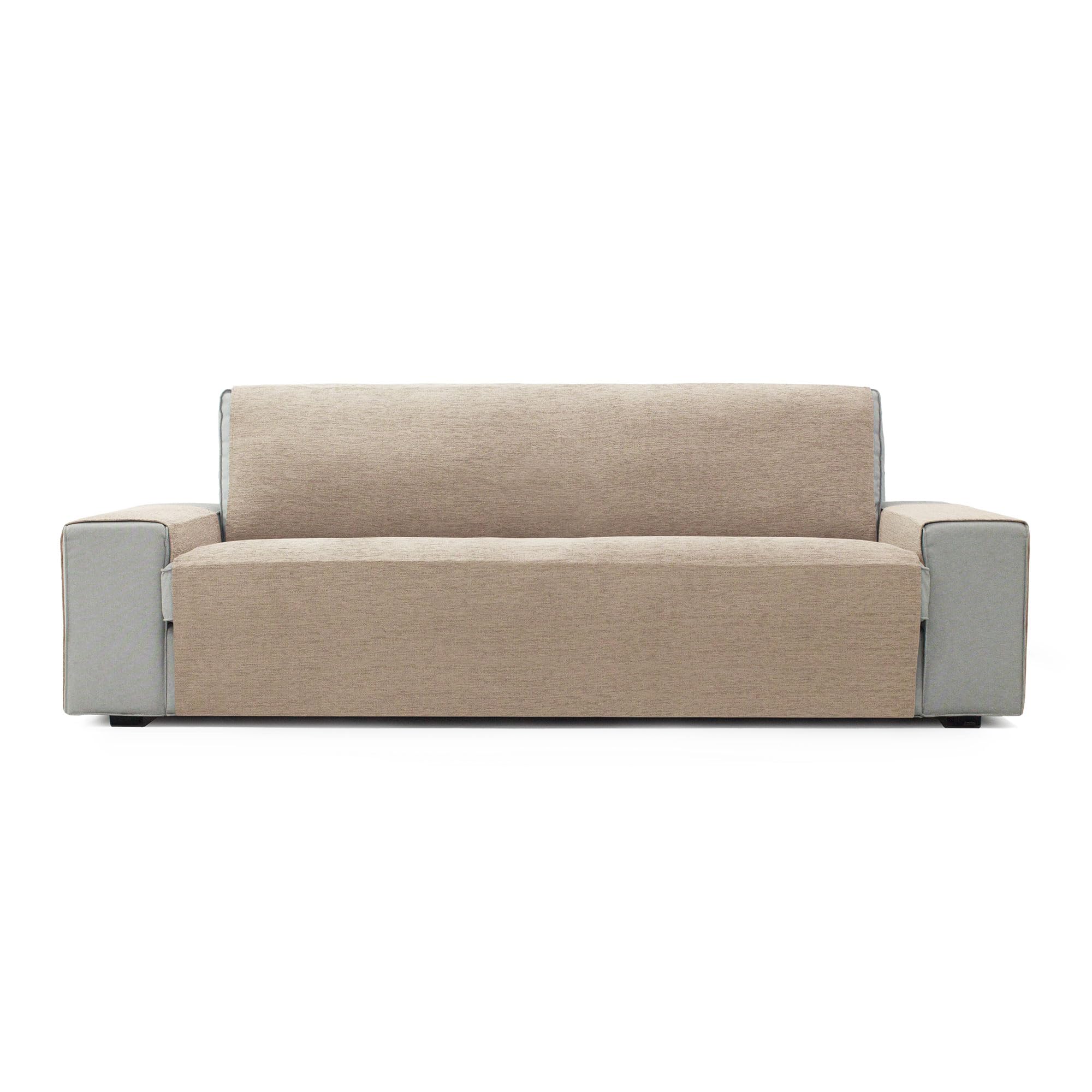 FAVERTI® Cubre Sofá 2 Plazas de 115 cm | Modelo PEGO | Beige | Chenilla Tacto Extra Suave, Protector sofá de Calidad Hecho en España con Material Reciclado